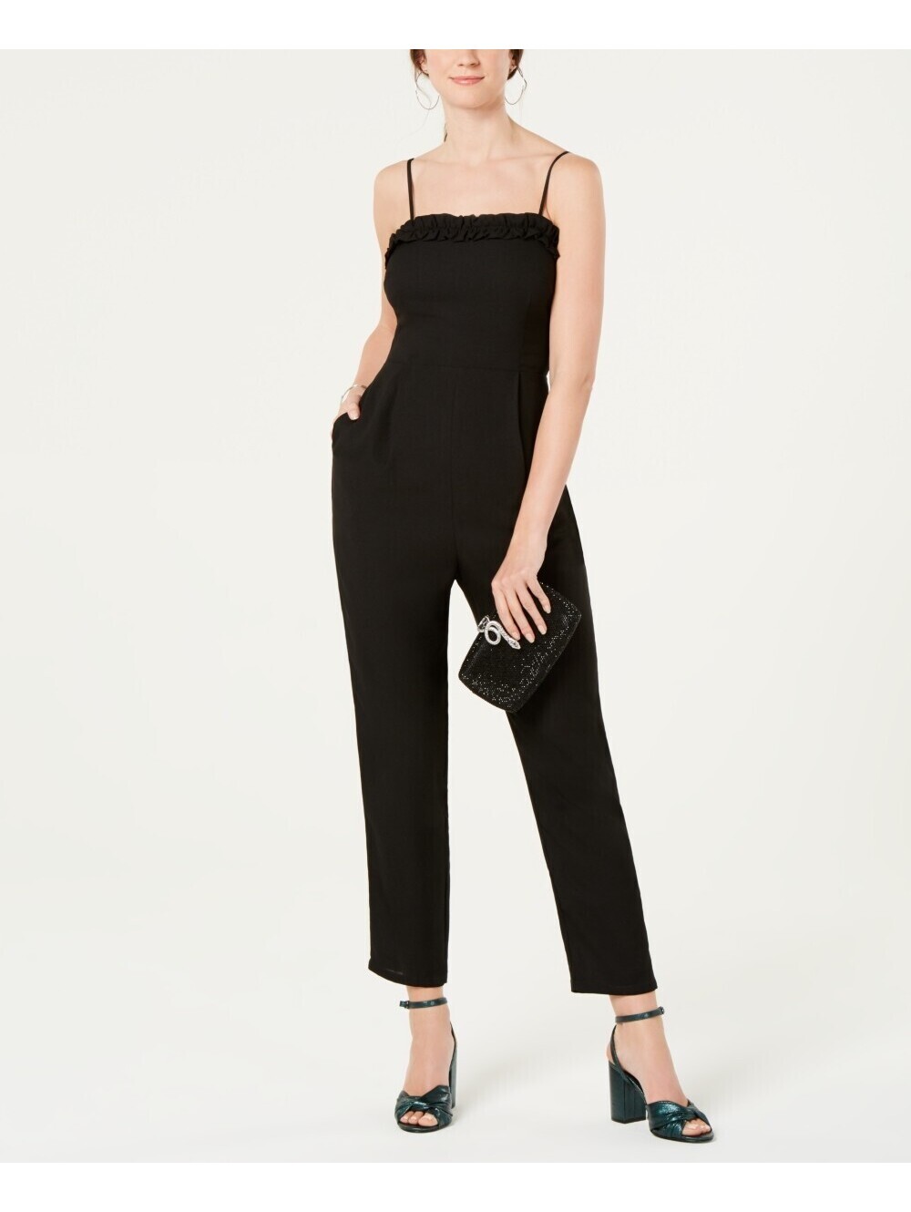 19 Cooper Womens Ruffle Trim Jumpsuit Size XS
